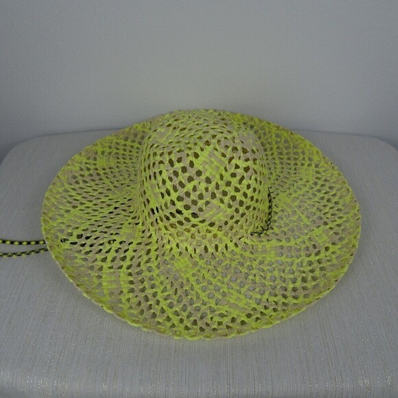 BP Floppy Sun Straw Floppy Hat Brim Almond- Yellow Iris Adjustable Strap NWT - Picture 6 of 12